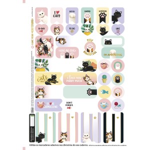 Refil Tiliflex para Caderno Argolado Colegial Purrfect Cats 80 Folhas - Tilibra