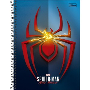 Caderno 10 Matérias Universitário Espiral Homem Aranha Game Verse Miles Morales - Tilibra
