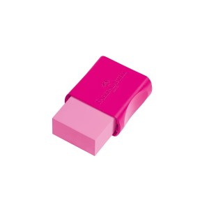 Kit Borracha + Apontador com Depósito Rosa Neon + 2 Lápis Grafite - Faber-Castell