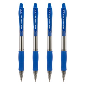 Caneta esferográfica Azul 1.0mm Super Grip Retrátil Kit com 4 Un. - Pilot