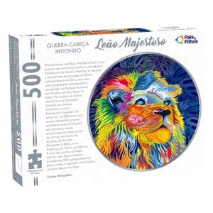 Quebra-Cabeça Redondo 500 Peças Leão Majestoso - Pais e Filhos