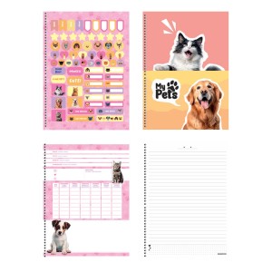 Caderno 10 Matérias Universitário Espiral My Pets - Animativa