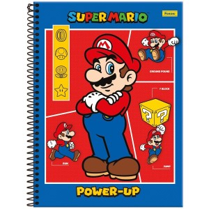 Caderno 10 Matérias Universitário Espiral Super Mario - Foroni