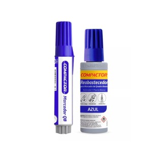 Kit Marcador Quadro Branco Azul + Refil  - Compactor