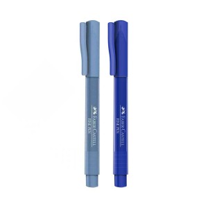 Caneta Fine Pen 0.4mm Kit com 2 cores - Azul Claro e Azul Escuro - Faber-Castell