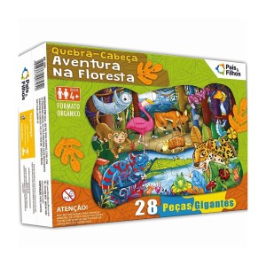 Quebra-cabeça Gigante 28 peças Aventura na Floresta Bordas Orgânicas - Pais e Filhos