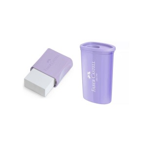 Kit Apontador com Depósito + Borracha Capa Plástica - Lilás Pastel - Faber-Castell