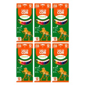 Lápis de Cor Leo&Leo Sextavado Flex - Kit 6 Caixinhas com 12 Cores