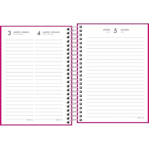 Agenda Espiral Diária 11,7 x 16,4 cm Pepper Rosa 2026 - Tilibra