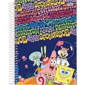 Caderno 1 Matéria Universitário Espiral Bob Esponja - Jandaia