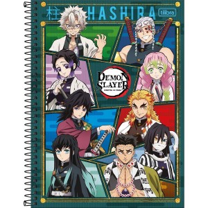 Caderno 10 Matérias Universitário Espiral Demon Slayer - Tilibra
