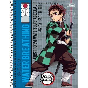Caderno 10 Matérias Universitário Espiral Demon Slayer - Tilibra