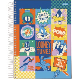 Caderno 10 Matérias Universitário Espiral Looney Tunes - Jandaia