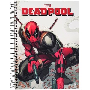 Caderno 20 Matérias Universitário Espiral Deadpool - Animativa