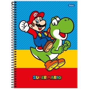 Caderno 10 Matérias Universitário Espiral Super Mario - Foroni