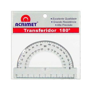 Transferidor Escolar Acrílico - 180º x 10cm - Acrimet