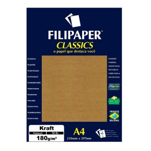 Papel Kraft Natural A4 180g/m² - 50 folhas - Filipaper