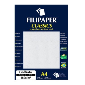Papel Especial Goffrata Branco A4 180g/m² - 50 folhas - Filipaper