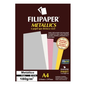 Papel Especial Metálico Prata A4 180g/m² - 15 folhas - Filipaper