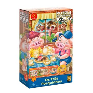 Quebra-cabeça Progressivo Monte e Conte - Três Porquinhos - Grow