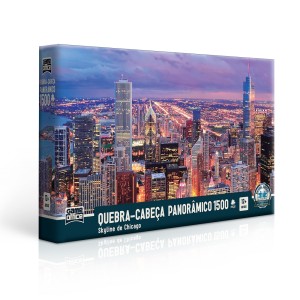 Quebra-cabeça Panorâmico 1500 peças Skyline de Chicago - Game Office
