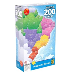 Quebra-cabeça 200 peças Mapa do Brasil - Grow
