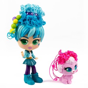 Boneca Curli Girls e Mascote - Adeli e Fiji - Brinquedos Rosita