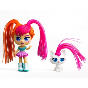 Boneca Curli Girls e Mascote - Mei Li e Lulu - Brinquedos Rosita