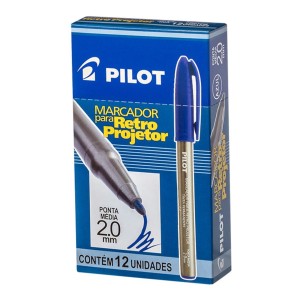 Caneta Marcador Retro Projetor 2.0 Azul - Caixa c/ 12 Unidades - Pilot