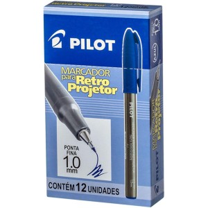 Caneta Marcador Retro Projetor 1.0 Azul - Caixa c/ 12 Unidades - Pilot