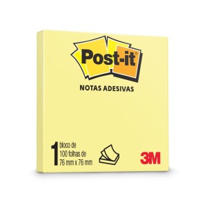 Kit 20 Blocos de Notas Adesivas Post-it ® - Amarelo - 76 mm x 76 mm - 100 folhas - 3M