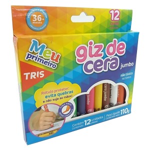 Giz de Cera Jumbo 12 Cores - Triangular - Tris