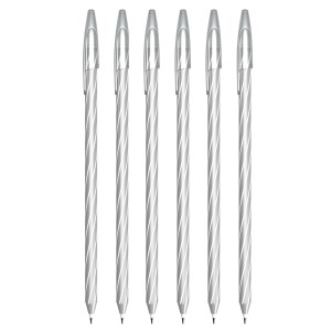 Caneta Esferográfica Cis Spiro Gem Prata / Azul - Kit c/ 6 Unidades