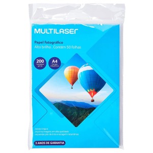 Papel Fotográfico Alto Brilho 200g/m² A4 - 50 folhas - Multilaser