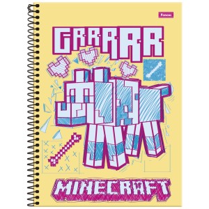Caderno 1 Matéria Universitário Espiral Minecraft - Foroni