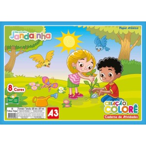 Bloco A3 Colorido - 8 Cores - 32 Folhas - Jandaia
