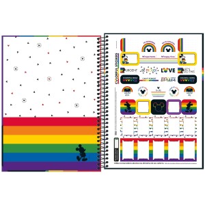 Caderno 1 Matéria Universitário Espiral Mickey Rainbow - Tilibra