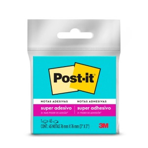 Bloco Notas Super Adesivas Post-it Azul 76 mm x 76 mm 45 folhas - 3M