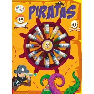 Livro de Colorir - Piratas - C/ Giz de Cera 12 Cores - Livros Magic