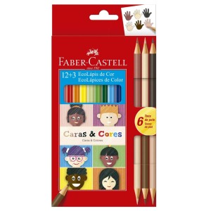 Lápis de Cor 12 Cores + 6 Tons de Pele - Faber-Castell