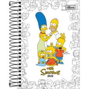 Agenda Espiral Diária 12,9 x 18,7 cm Simpsons 2024 - Tilibra