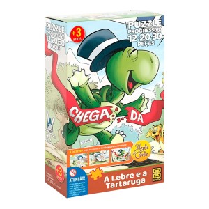 Quebra-cabeça Puzzle Progressivo Monte & Conte A Lebre e A Tartaruga - Grow