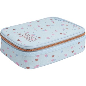 Estojo Box Académie Coração Metalizado Azul - Tilibra