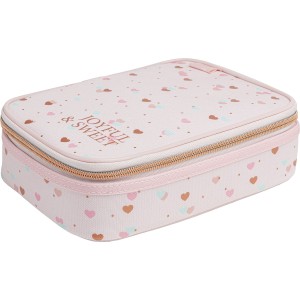 Estojo Box Académie Coração Metalizado Rosa - Tilibra